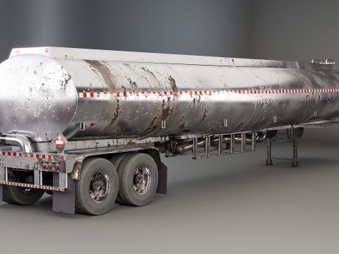 Vecchio rimorchio del semi-camion dell'autocisterna Modello 3D