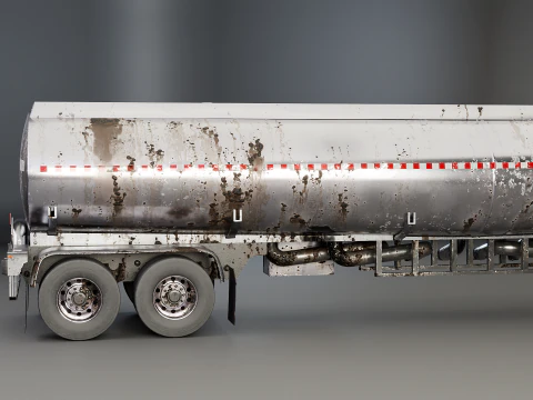 Vecchio rimorchio del semi-camion dell'autocisterna Modello 3D