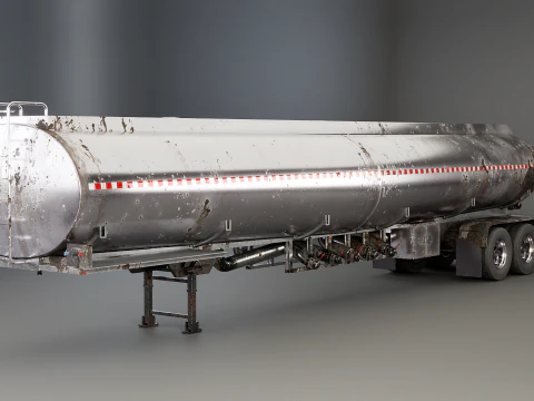 Vecchio rimorchio del semi-camion dell'autocisterna Modello 3D