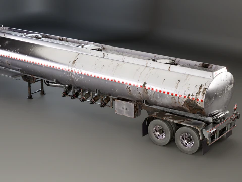 Vecchio rimorchio del semi-camion dell'autocisterna Modello 3D