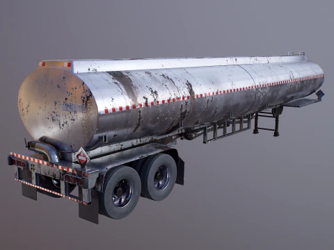 Vecchio rimorchio del semi-camion dell'autocisterna Modello 3D