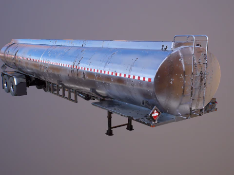 Vecchio rimorchio del semi-camion dell'autocisterna Modello 3D