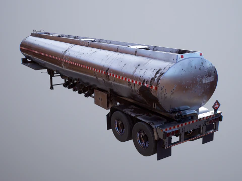 Vecchio rimorchio del semi-camion dell'autocisterna Modello 3D