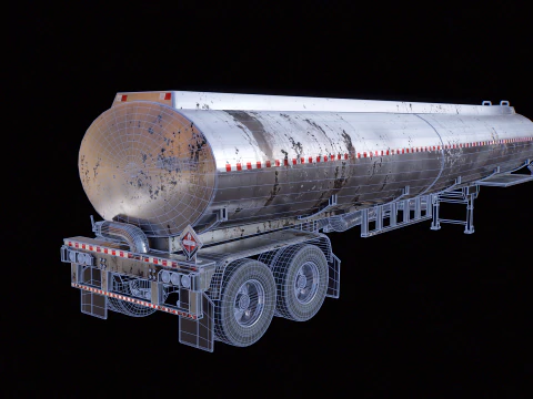 Vecchio rimorchio del semi-camion dell'autocisterna Modello 3D