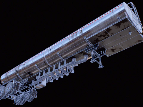 Vecchio rimorchio del semi-camion dell'autocisterna Modello 3D