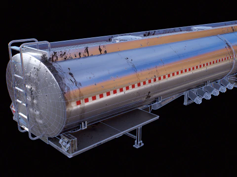 Vecchio rimorchio del semi-camion dell'autocisterna Modello 3D