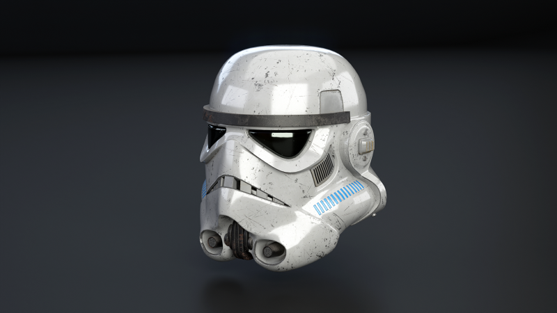 Stormtrooper White Damaged Helmet 3D Model .c4d .max .obj .3ds .fbx .stl .blend