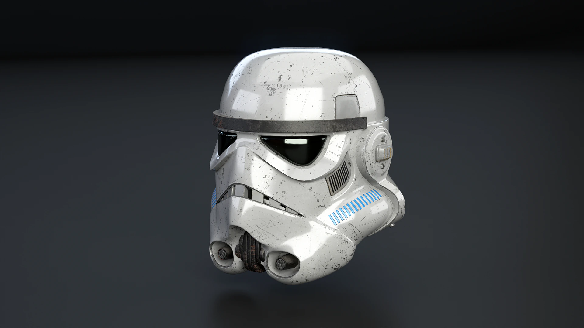 Stormtrooper White Damaged Helmet 3D Model .c4d .max .obj .3ds .fbx .stl .blend 