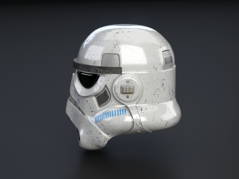 Stormtrooper White Damaged Helmet 3D Model