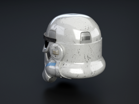 Stormtrooper White Damaged Helmet 3D Model