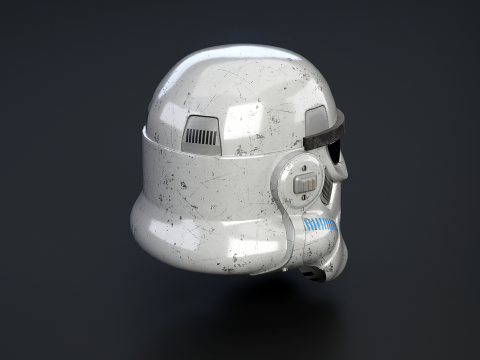 Stormtrooper White Damaged Helmet 3D Model