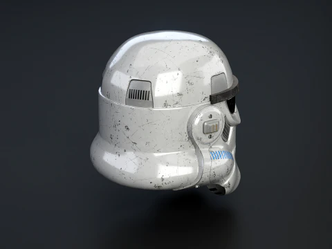 Stormtrooper White Damaged Helmet 3D Model