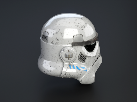 Stormtrooper White Damaged Helmet 3D Model