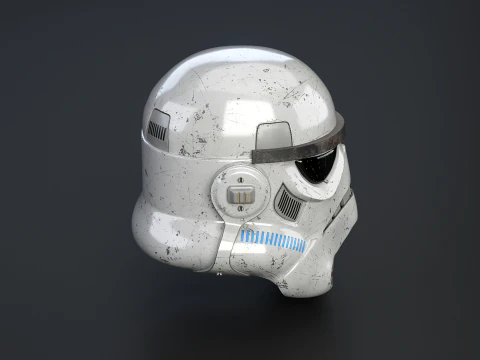 Stormtrooper White Damaged Helmet 3D Model