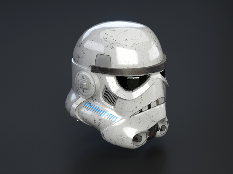 Stormtrooper White Damaged Helmet 3D Model