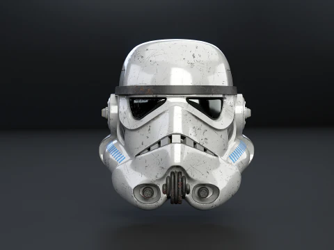 Stormtrooper White Damaged Helmet 3D Model