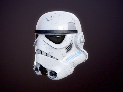 Stormtrooper White Damaged Helmet 3D Model