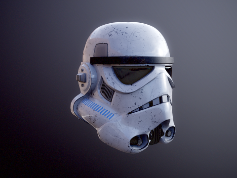 Stormtrooper White Damaged Helmet 3D Model