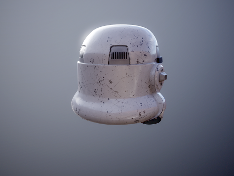 Stormtrooper White Damaged Helmet 3D Model