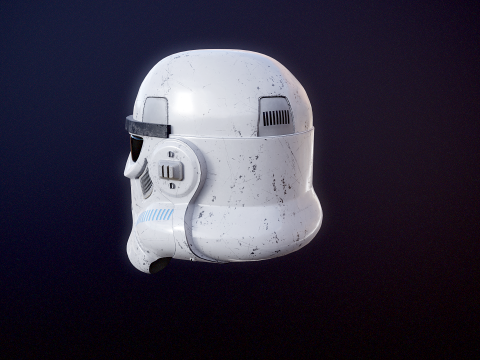 Stormtrooper White Damaged Helmet 3D Model