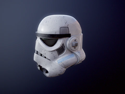 Stormtrooper White Damaged Helmet 3D Model
