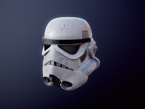 Stormtrooper White Damaged Helmet 3D Model