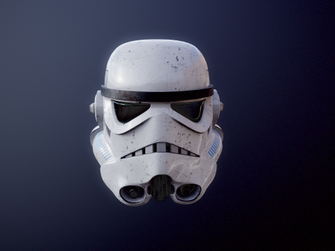 Stormtrooper White Damaged Helmet 3D Model