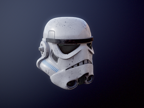 Stormtrooper White Damaged Helmet 3D Model