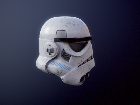 Stormtrooper White Damaged Helmet 3D Model