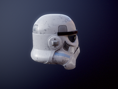 Stormtrooper White Damaged Helmet 3D Model