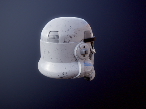 Stormtrooper White Damaged Helmet 3D Model
