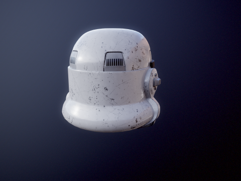 Stormtrooper White Damaged Helmet 3D Model