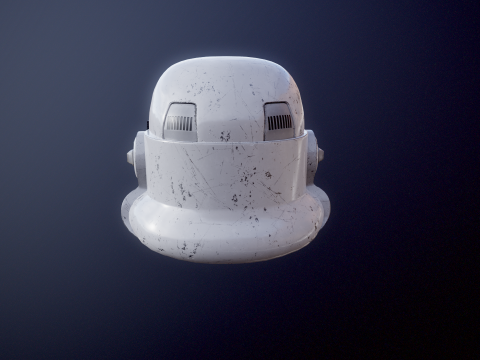 Stormtrooper White Damaged Helmet 3D Model