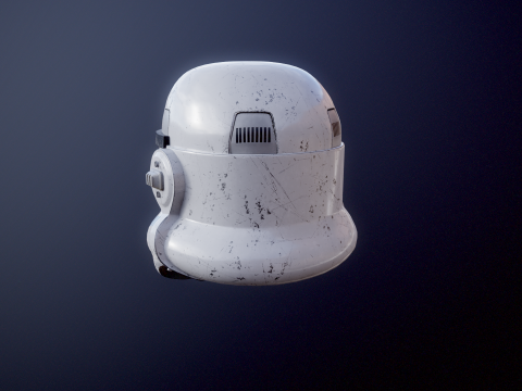 Stormtrooper White Damaged Helmet 3D Model