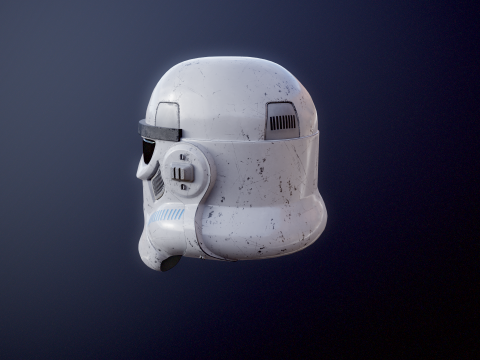 Stormtrooper White Damaged Helmet 3D Model