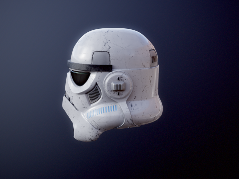 Stormtrooper White Damaged Helmet 3D Model