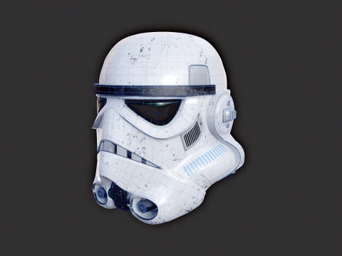 Stormtrooper White Damaged Helmet 3D Model