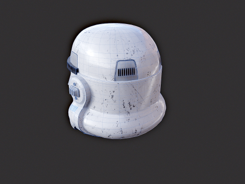 Stormtrooper White Damaged Helmet 3D Model