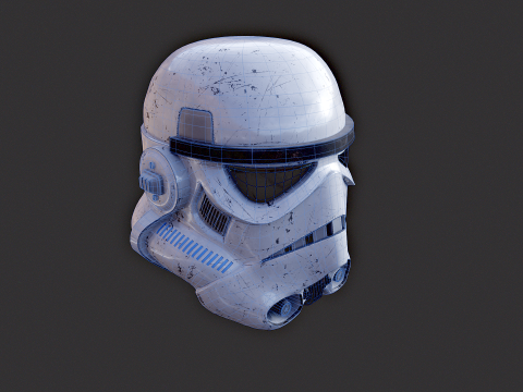 Stormtrooper White Damaged Helmet 3D Model