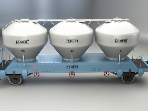 यूजीपीपीएस सीमेंट सिलोस रेलरोड कार 3D मॉडल