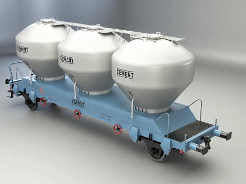 यूजीपीपीएस सीमेंट सिलोस रेलरोड कार 3D मॉडल