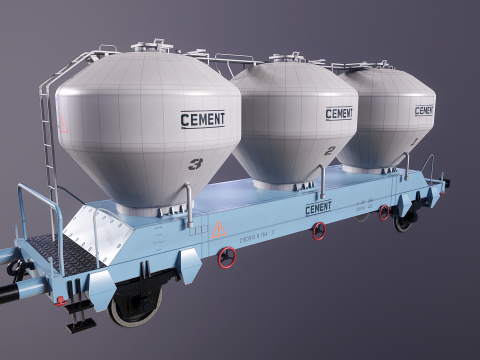 यूजीपीपीएस सीमेंट सिलोस रेलरोड कार 3D मॉडल