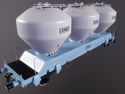 यूजीपीपीएस सीमेंट सिलोस रेलरोड कार 3D मॉडल