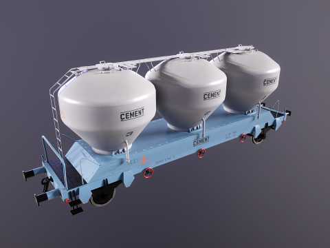 यूजीपीपीएस सीमेंट सिलोस रेलरोड कार 3D मॉडल