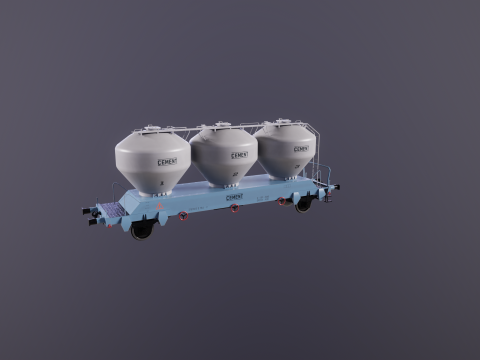 यूजीपीपीएस सीमेंट सिलोस रेलरोड कार 3D मॉडल