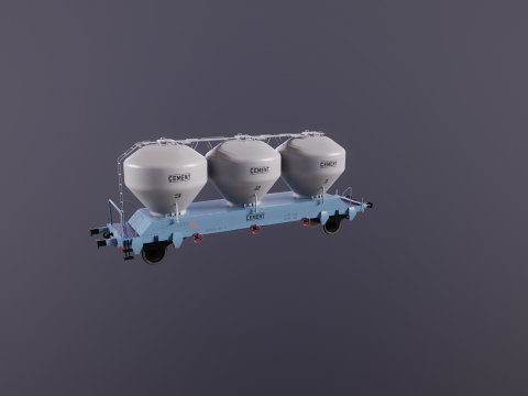 यूजीपीपीएस सीमेंट सिलोस रेलरोड कार 3D मॉडल