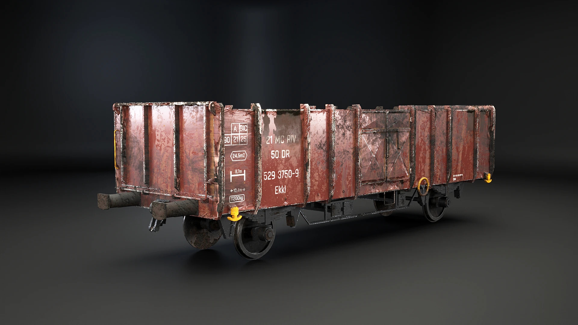 Used Coal Railcar Ekkl 3D Model .c4d .max .obj .3ds .fbx .stl .blend 
