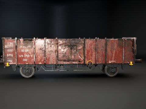 Vag&atilde;o ferrovi&aacute;rio de carv&atilde;o usado Ekkl Modelo 3D
