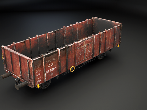 Vag&atilde;o ferrovi&aacute;rio de carv&atilde;o usado Ekkl Modelo 3D
