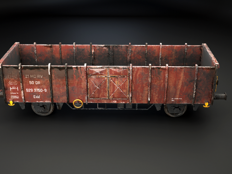 Vag&atilde;o ferrovi&aacute;rio de carv&atilde;o usado Ekkl Modelo 3D